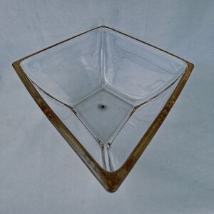 Large Original Walther Glas Diamond Retro Germany Art Honey Colored Rim Bowl